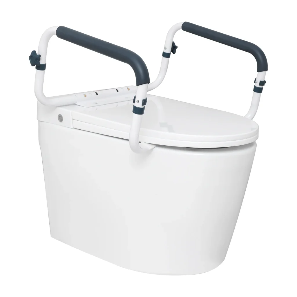 SucceBuy Toilet Safety Rail 300LBS Capacity Seat Adjustable Width Fit Most Toilets Toilet Handles Grab Bars for Disabled Seniors