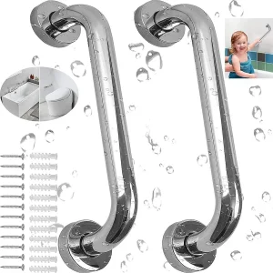 1/2 Piece Bathroom Handrail, Safe and Accessible, Disabled and Elderly, Non Slip Toilet Handrail, Stainless Steel, Sturdy
