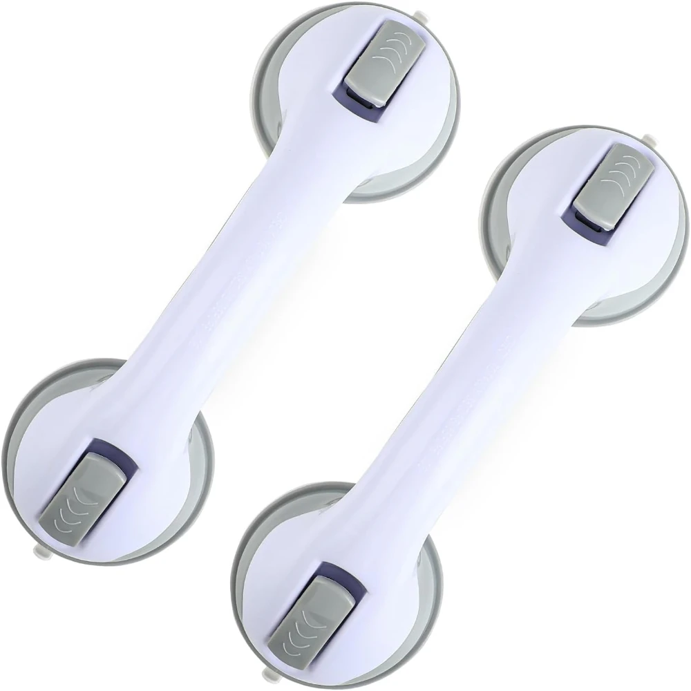 Grab Bars for Bathtubs and Showers, 2 Pack Shower Handle 12 Inch Strong Suction Shower Bar for Shower Chair, Bathroom Grab Bar