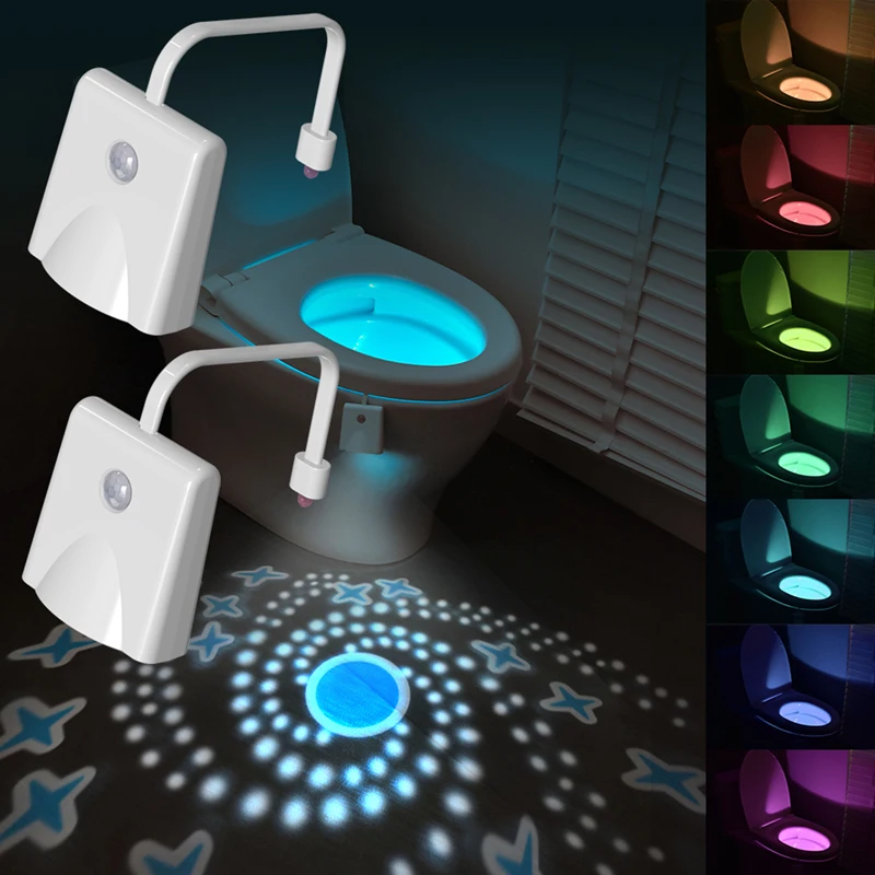 Toilet Night Lights, USB Rechargeable LED Bowl Projection Lighting with Motion Sensor, Cool Fun Bathroom Accessory – Unique & F