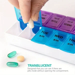 Elderly-Friendly Weekly Pill Box - Easy-Open Sealed Clear Lid Organizer for Home Office Travel Medication
