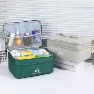 Double Layer Large Capacity Medicine Storage Bag Home Emergency Medical Bag Travel Portable Handheld Outdoor First Aid Kit