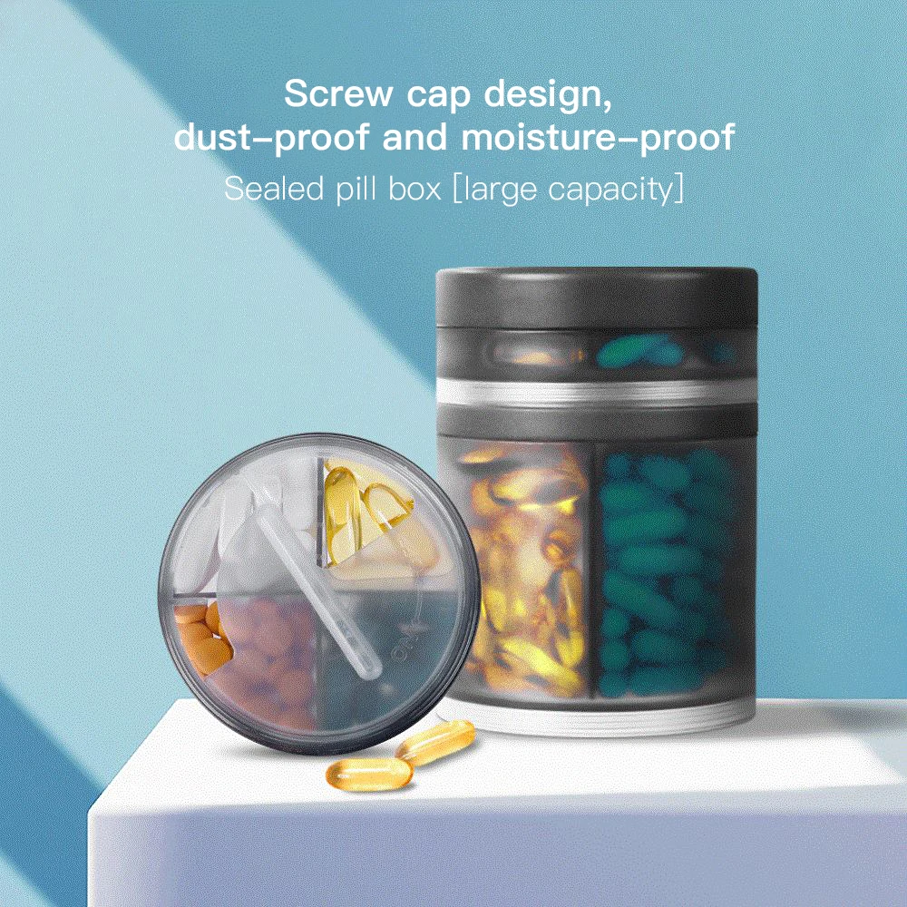 Sealed Pill Storage Container – Large Capacity 400ml Stackable Organizer