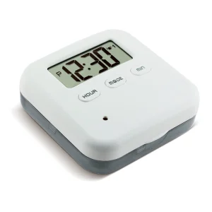 Dustproof Waterproof Pill Organizer with 5 Alarm Reminders – Black or Gray
