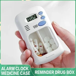 Mini Pill Organizer with Countdown Timer – 2-Compartment Medication Reminder