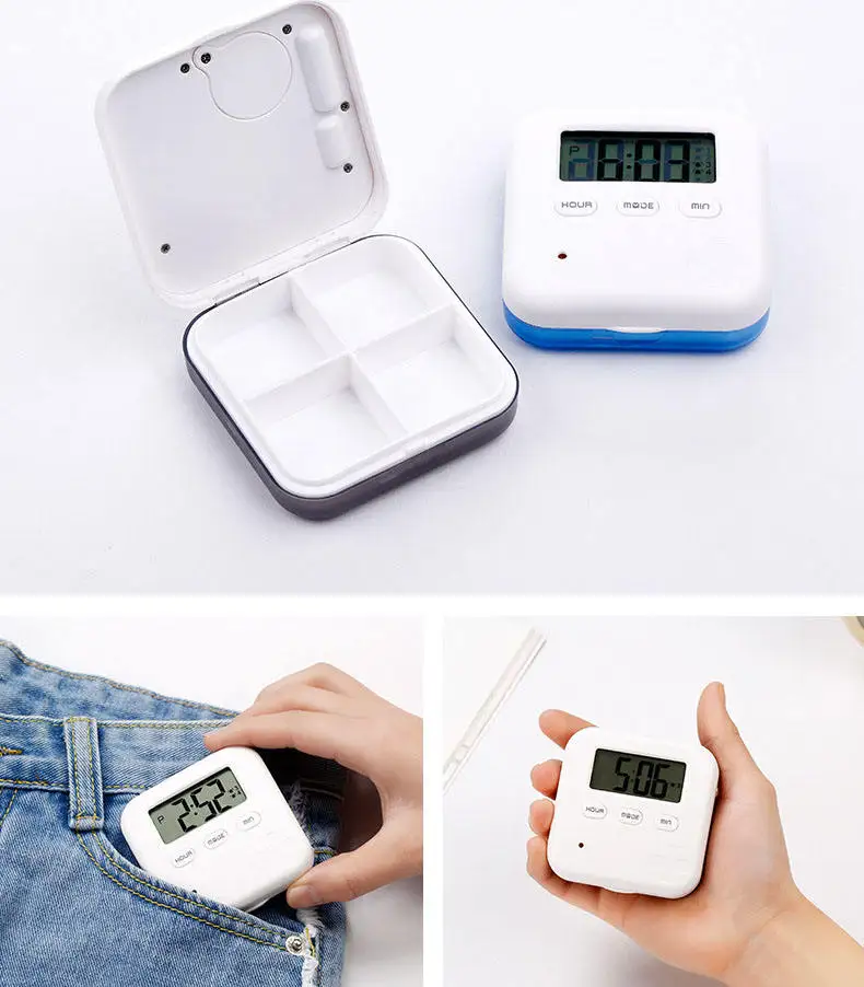 Smart Pill Organizer with 5 Alarms & Vibration Alert – 4 or 6 Compartments