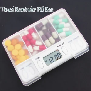 4-Compartment Pill Organizer with Alarm Reminder – Electronic Medication Timer Box