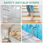 Anti-slip safety strips installed on bathroom floor tiles